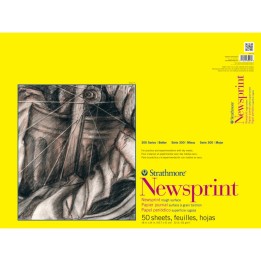 Strathmore 300 Series Newsprint Paper Pad, Rough Finish, Tape Binding, 50 Sheet, 18x24 inch, 1 Count