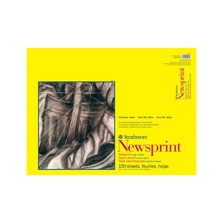Strathmore 300 Series Newsprint Pad, Tape Binding, 100 Sheet, 18x24 inch, 1 Count