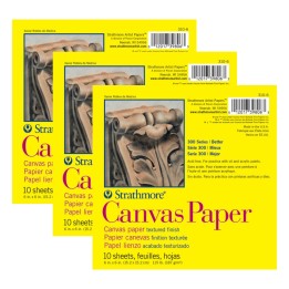 Strathmore 300 Series Canvas Paper Pad, 6" x 6", 10 Sheets, Pack of 3