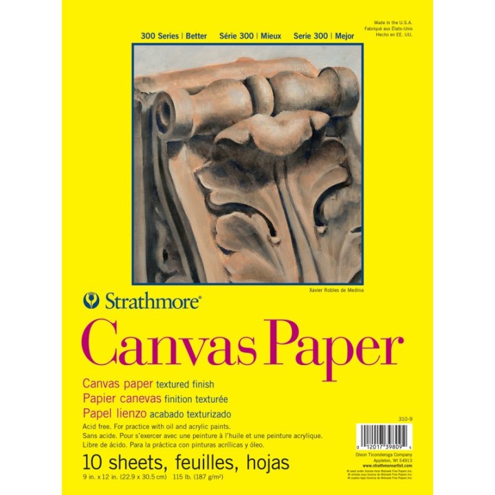 Strathmore 300 Series Canvas Paper Pad, Glue Binding, 10 Sheet, 9x12 inch, 1 Count