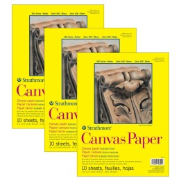 Strathmore 300 Series Canvas Paper Pad, Glue Binding, 10 Sheet, 9x12 inch, Pack of 3