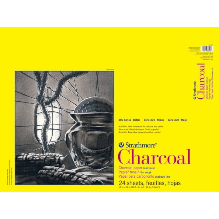 Strathmore 300 Series Charcoal Pad, Glue Binding, 24 Sheet, 18x24 inch, 1 Count