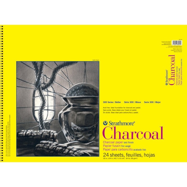 Strathmore 300 Series Charcoal Pad, Top Wire Binding, 24 Sheet, 18x24 inch, 1 Count