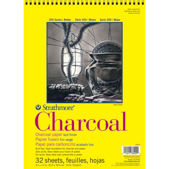 Strathmore 300 Series Charcoal Pad, Top Wire Binding, 32 Sheet, 9x12 inch, 1 Count