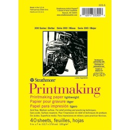 Strathmore 300 Series Printmaking Pad, Glue Binding, 40 Sheet, 5x7 inch, 1 Count