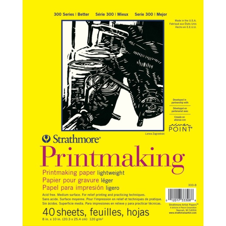 Strathmore 300 Series Printmaking Pad, Glue Binding, 40 Sheet, 8x10 inch, 1 Count