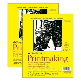 Strathmore 300 Series Printmaking Pad, Glue Binding, 40 Sheet, 8x10 inch, Pack of 2