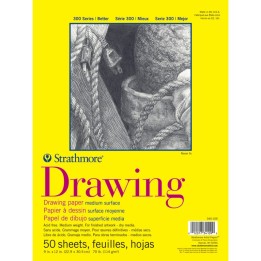 Strathmore 300 Series Drawing Pad, Glue Binding, 50 Sheet, 9x12 inch, 1 Count