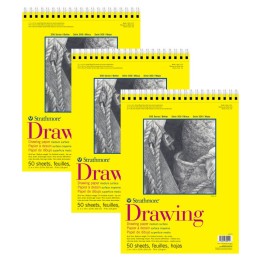 Strathmore 300 Series Drawing Pad, Top Wire Binding, 50 Sheet, 11x14 inch, Pack of 3