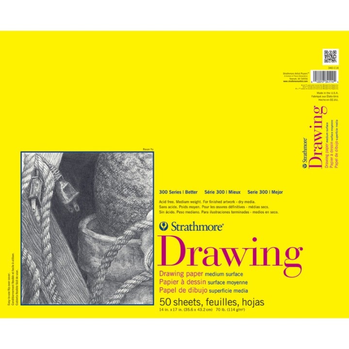 Strathmore 300 Series Drawing Pad, Glue Binding, 50 Sheet, 14x17 inch, 1 Count