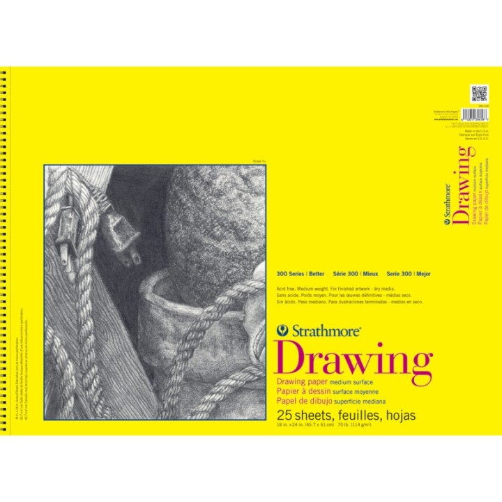 Strathmore 300 Series Drawing Pad, Top Wire Binding, 25 Sheet, 18x24 inch, 1 Count