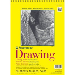Strathmore 300 Series Drawing Pad, Top Wire Binding, 50 Sheet, 9x12 inch, 1 Count