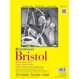 Strathmore 300 Series Bristol Pad, Vellum Finish, Tape Binding, 20 Sheet, 9x12 inch, 1 Count