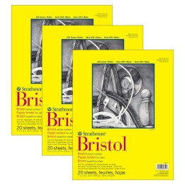 Strathmore 300 Series Bristol Pad, Vellum Finish, Tape Binding, 20 Sheet, 11x14 inch, Pack of 3