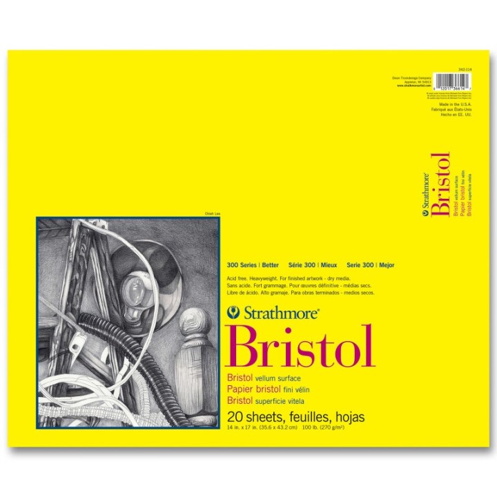 Strathmore 300 Series Bristol Pad, Vellum Finish, Tape Binding, 20 Sheet, 14x17 inch, 1 Count