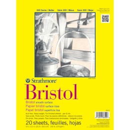 Strathmore 300 Series Bristol Pad, Smooth Finish, Tape Binding, 20 Sheet, 9x12 inch, 1 Count