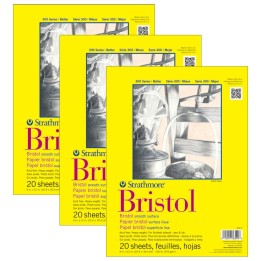 Strathmore 300 Series Bristol Pad, Smooth Finish, Tape Binding, 20 Sheet, 9x12 inch, Pack of 3