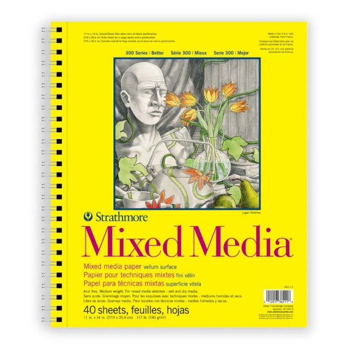 Strathmore 300 Series Mixed Media Pad, Side Wire Binding, 40 Sheet, 11x14 inch, 1 Count