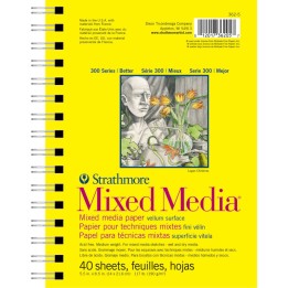 Strathmore 300 Series Mixed Media Pad, Side Wire Binding, 40 Sheet, 5.5x8.5 inch, 1 Count
