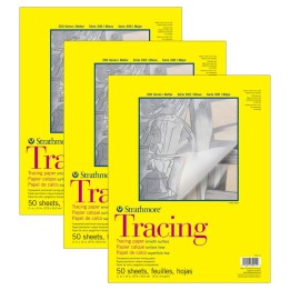 Strathmore 300 Series Tracing Pad, Tape Binding, 50 Sheet, 11x14 inch, Pack of 3