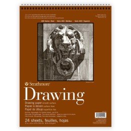 Strathmore 400 Series Drawing Paper Pad, Smooth Finish, Top Wire Binding, 24 Sheet, 11x14 inch, 1 Count