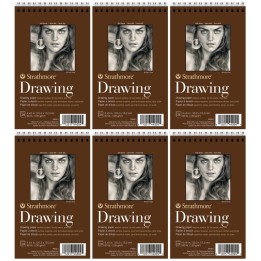 Strathmore 400 Series Drawing Paper Pad, Top Wire Binding, 24 Sheet, 4x6 inch, 1 Count, Pack of 6