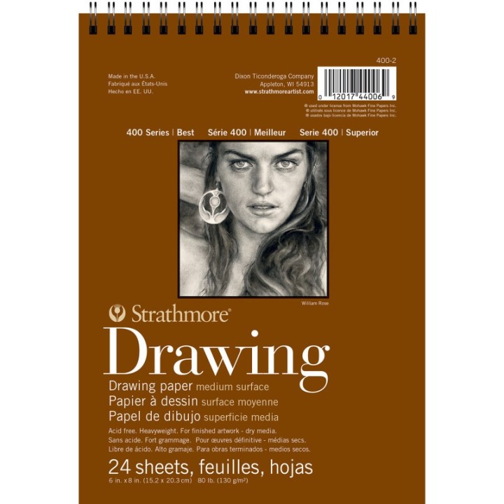 Strathmore 400 Series Drawing Pad, Smooth Finish, Wire Binding, 24 Sheet, 6x8 inch, 1 Count