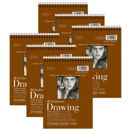 Strathmore 400 Series Drawing Pad, Smooth Finish, Wire Binding, 24 Sheet, 6x8 inch, Pack of 6