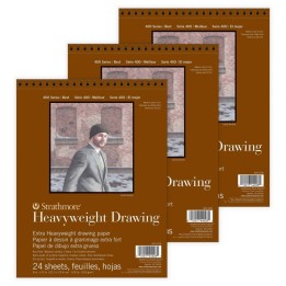 Strathmore 400 Series Drawing Paper Pad, Top Wire Binding, 24 Sheet, 8x10 inch, 1 Count, Pack of 3