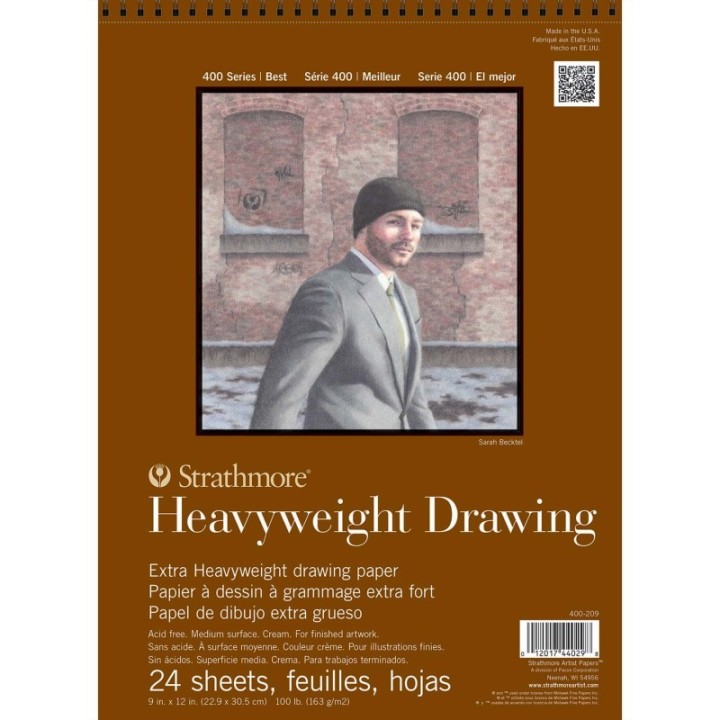 Strathmore 400 Series Drawing Paper Pad, Heavyweight, Top Wire Binding, 24 Sheet, 9x12 inch, 1 Count