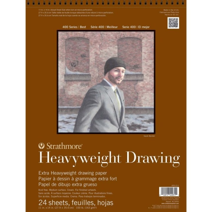 Strathmore 400 Series Drawing Paper Pad, Heavyweight, Top Wire Binding, 24 Sheet, 11x14 inch, 1 Count