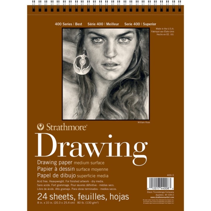 Strathmore 400 Series Drawing Pad, Smooth Finish, Wire Binding, 24 Sheet, 8x10 inch, 1 Count