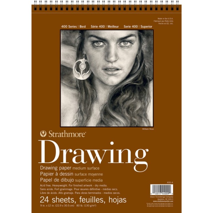 Strathmore 400 Series Drawing Pad, Smooth Finish, Wire Binding, 24 Sheet, 9x12 inch, 1 Count
