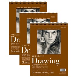Strathmore 400 Series Drawing Pad, Smooth Finish, Wire Binding, 24 Sheet, 9x12 inch, Pack of 3