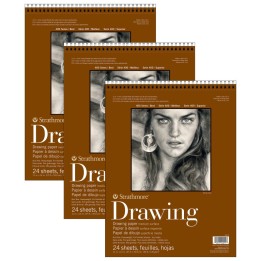 Strathmore 400 Series Drawing Pad, Smooth Finish, Wire Binding, 24 Sheet, 11x14 inch, Pack of 3