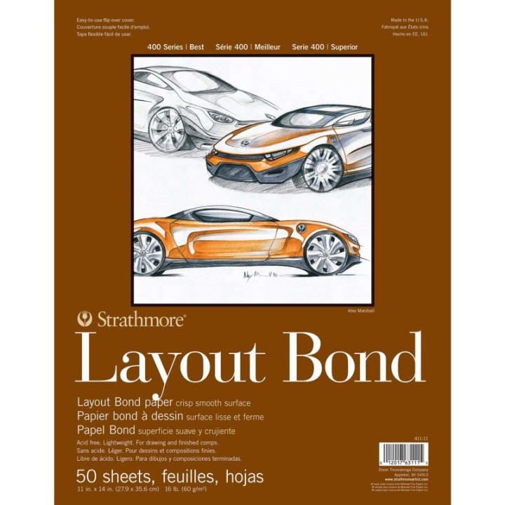 Strathmore 400 Series Layout Paper Pad, Glue Binding, 50 Sheet, 11x14 inch, 1 Count