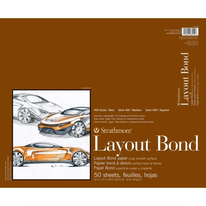 Strathmore 400 Series Layout Paper Pad, Glue Binding, 50 Sheet, 14x17 inch, 1 Count