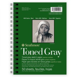 Strathmore 400 Series Sketch Paper Pad, Recycled, Toned Gray, Side Wire Binding, 50 Sheet, 5.5x8.5 inch, 1 Count