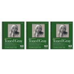 Strathmore 400 Series Sketch Pad, Recycled, Toned Gray, Side Wire Binding, 50 Sheet, 9x12 inch, Pack of 3