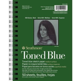 Strathmore 400 Series Sketch Pad, Recycled, Toned Blue, Side Wire Binding, 50 Sheet, 5.5x8.5 inch, 1 Count