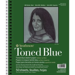 Strathmore 400 Series Sketch Pad, Recycled, Toned Blue, Side Wire Binding, 50 Sheet, 9x12 inch, 1 Count