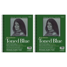 Strathmore 400 Series Sketch Pad, Recycled, Toned Blue, Side Wire Binding, 50 Sheet, 9x12 inch, Pack of 2