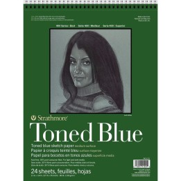 Strathmore 400 Series Sketch Pad, Recycled, Toned Blue, Top Wire Binding, 24 Sheet, 11x14 inch, 1 Count
