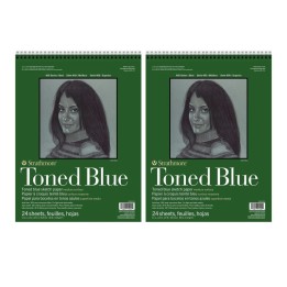 Strathmore 400 Series Sketch Pad, Recycled, Toned Blue, Top Wire Binding, 24 Sheet, 11x14 inch, Pack of 2