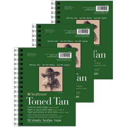 Strathmore 400 Series Sketch Pad, Recycled, Toned Tan, Side Wire Binding, 50 Sheet, 5.5x8.5 inch, Pack of 3