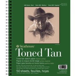 Strathmore 400 Series Sketch Pad, Recycled, Toned Tan, Side Wire Binding, 50 Sheet, 9x12 inch, 1 Count