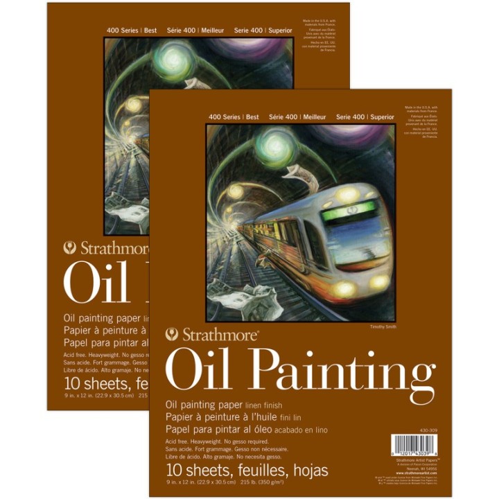 Strathmore 400 Series Oil Pad, Glue Binding, 10 Sheet, 9x12 inch, Pack of 2