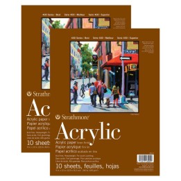 Strathmore 400 Series Acrylic Pad, Glue Binding, 10 Sheet, 9x12 inch, Pack of 2