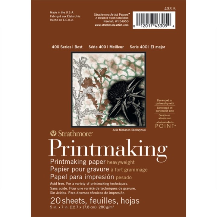 Strathmore 400 Series Printmaking Paper Pad, Heavyweight, Glue Binding, 20 Sheet, 5x7 inch, 1 Count