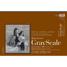 Strathmore 400 Series Grayscale Paper Pad, Glue Binding, 15 Sheet, 12x18 inch, 1 Count